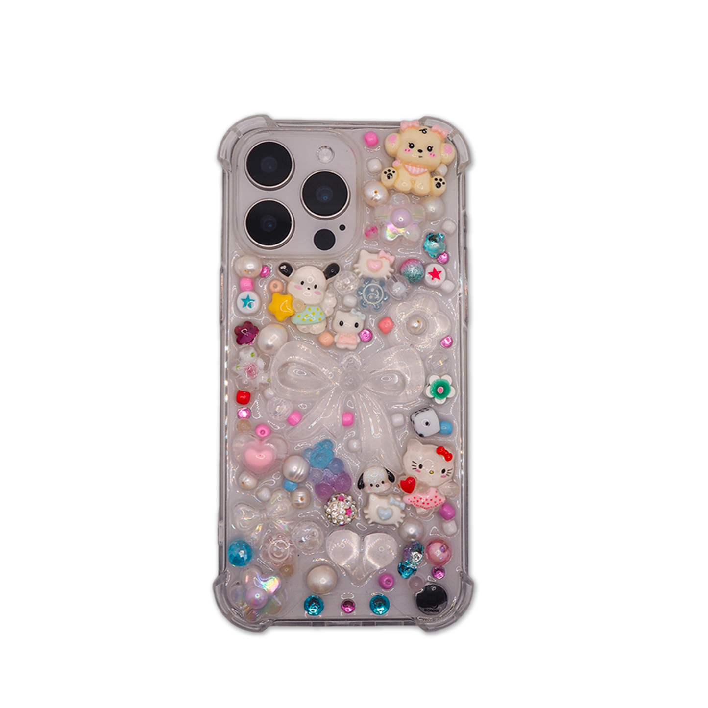 The Fantasy World Case, handmade resin phone case, a fashion accessory for your iPhone. Made of beads, cabochons and real freshwater pearls.