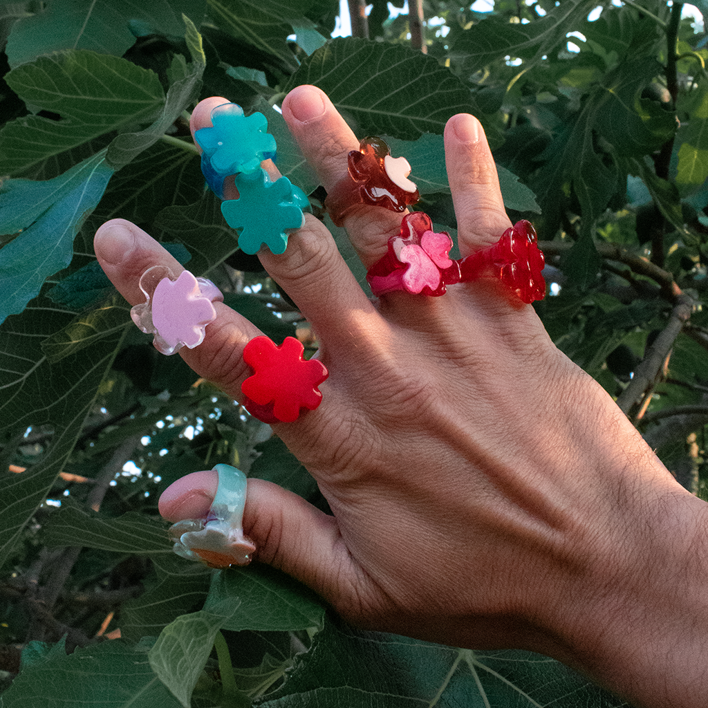 Resin Rings on Hand